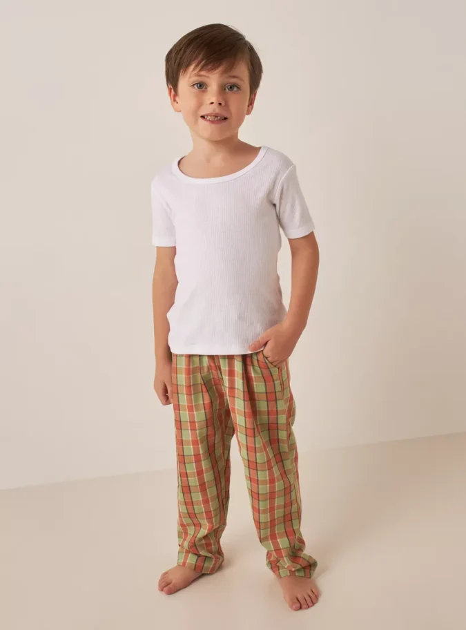 Juniors Textured Thermal Vest with Crew Neck and Short Sleeves -2