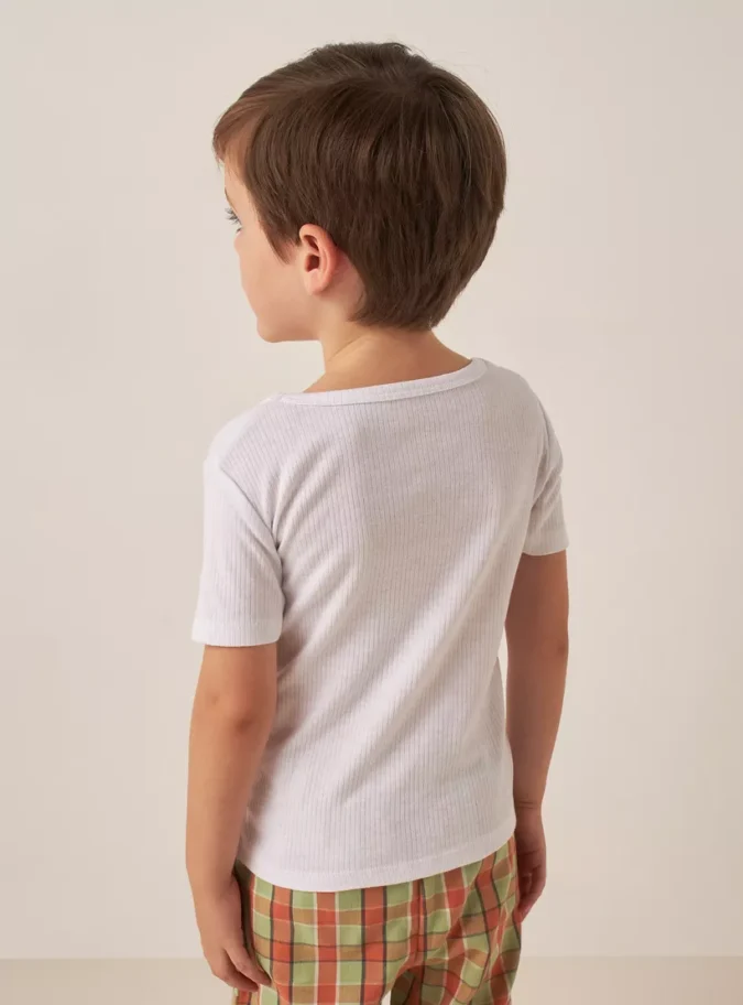 Juniors Textured Thermal Vest with Crew Neck and Short Sleeves -3