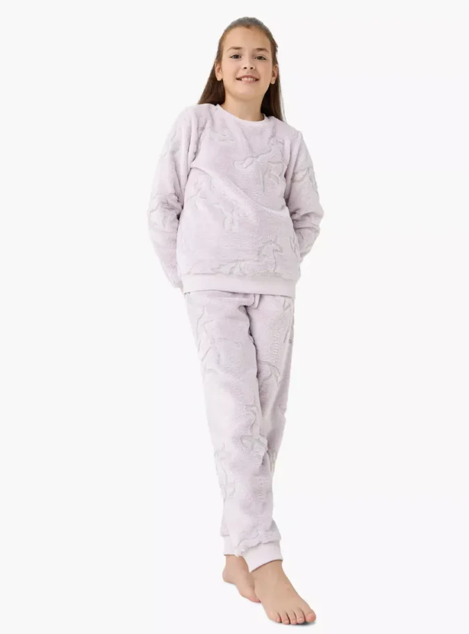 Juniors Unicorn Textured T-shirt and Pyjama Set-1
