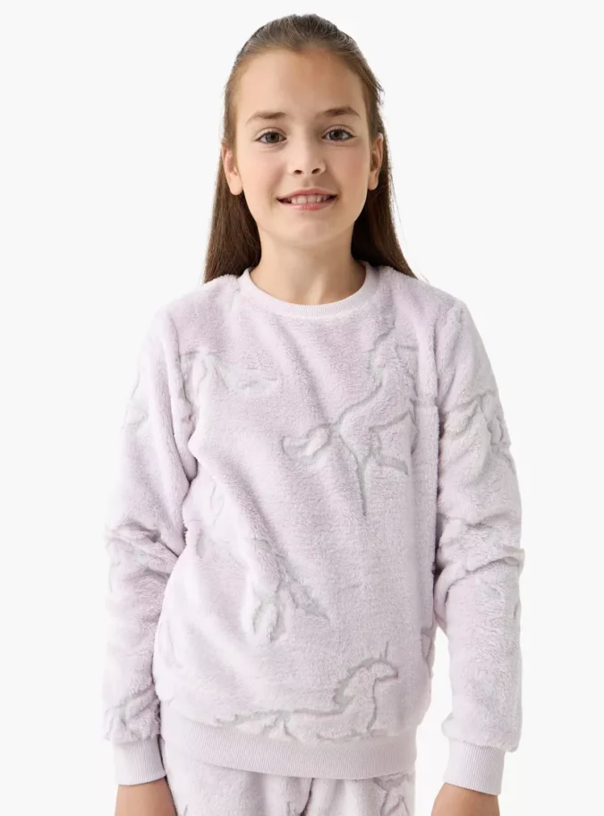 Juniors Unicorn Textured T-shirt and Pyjama Set-2