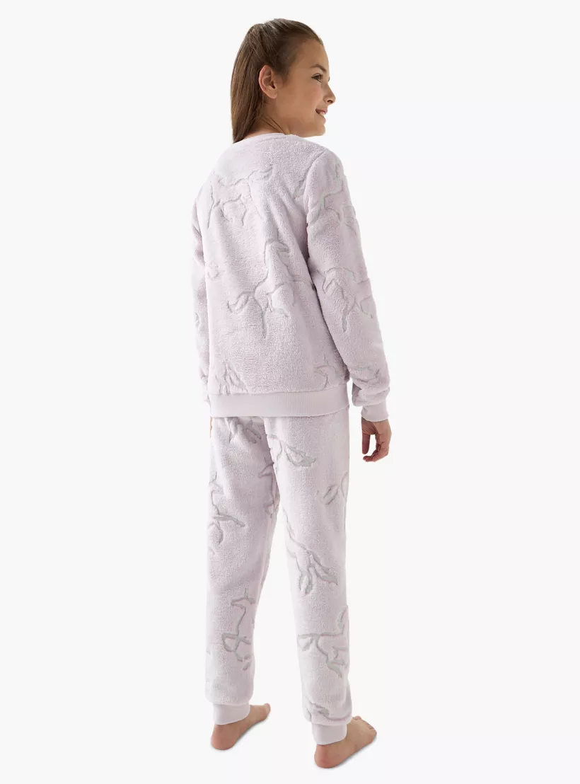 Juniors Unicorn Textured T-shirt and Pyjama Set-4