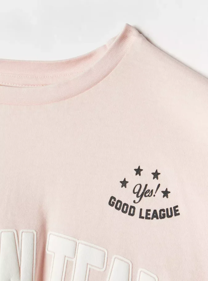 Juniors Varsity Print T-shirt with Crew Neck and Short Sleeves-2