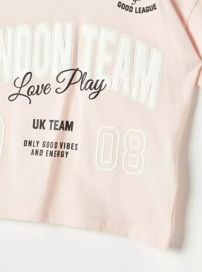 Juniors Varsity Print T-shirt with Crew Neck and Short Sleeves-3