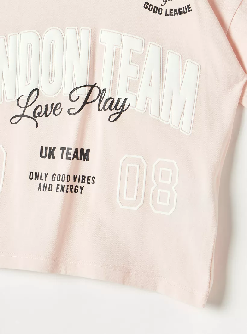 Juniors Varsity Print T-shirt with Crew Neck and Short Sleeves-3