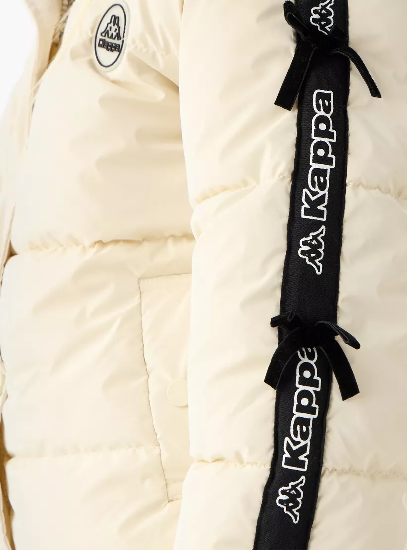 Kappa Bow Detail Padded Jacket with Hood and Zip Closure-4