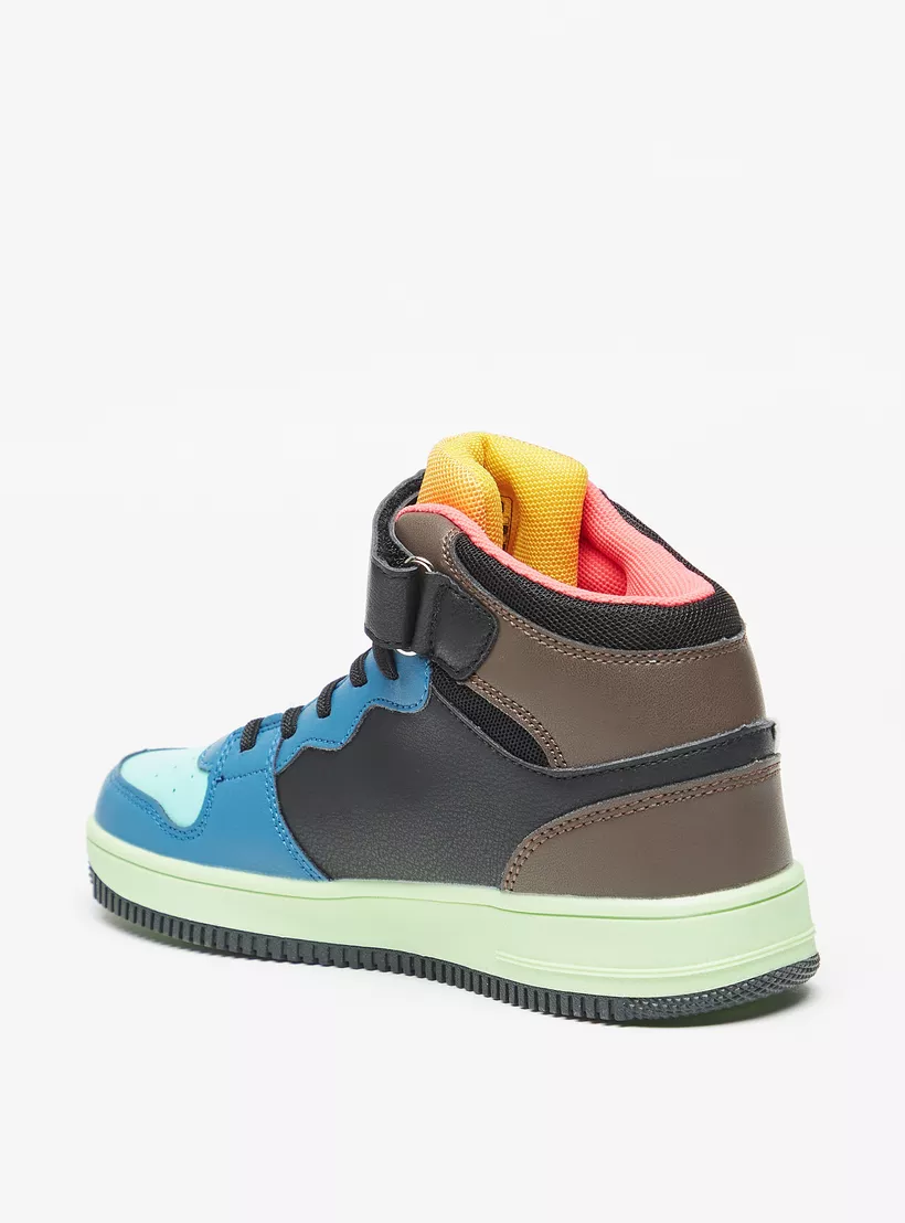 Kappa Boys' Colourblock Hight Cut Sneakers with Hook and Loop Closure-2