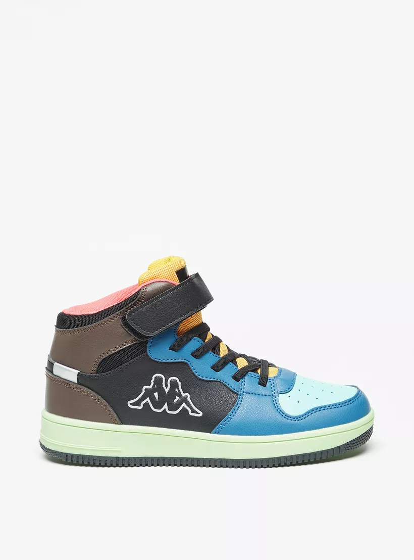 Kappa Boys' Colourblock Hight Cut Sneakers with Hook and Loop Closure-3