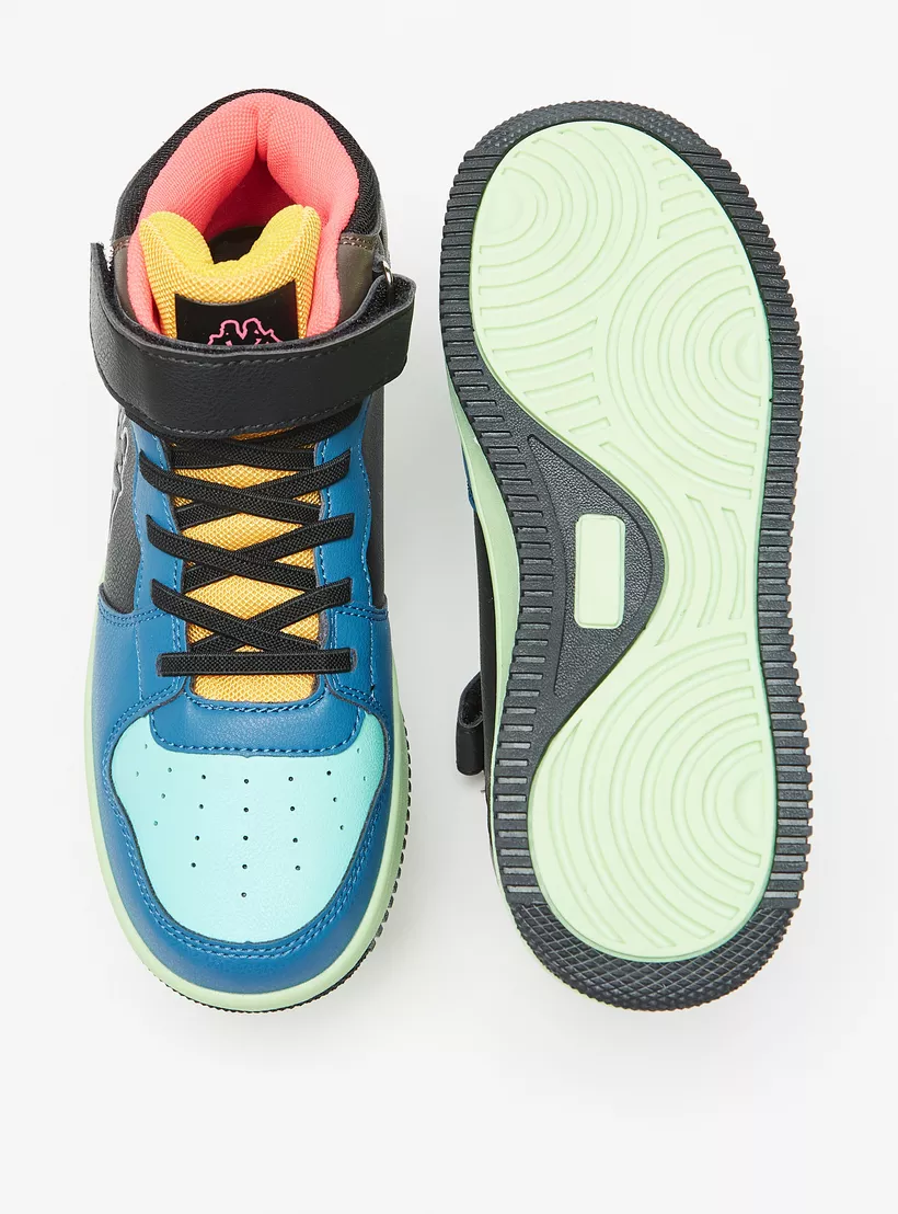 Kappa Boys' Colourblock Hight Cut Sneakers with Hook and Loop Closure-4