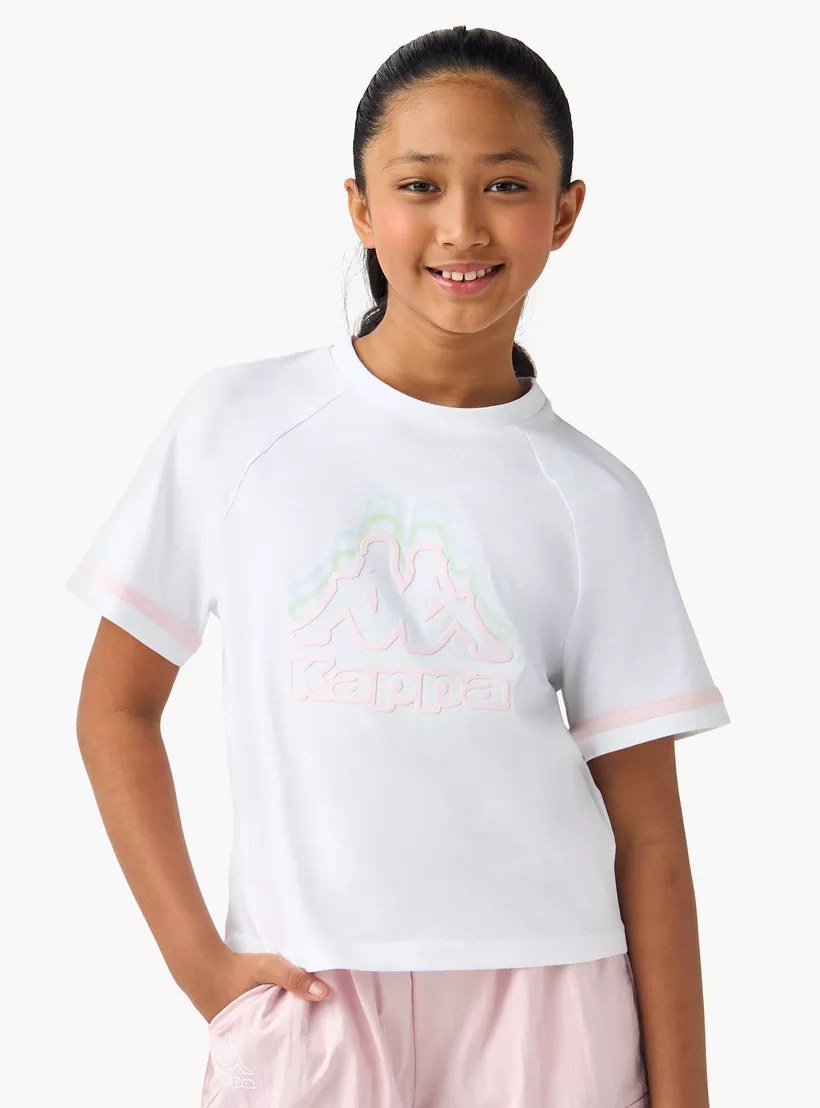 Kappa Logo Print Crew Neck T-shirt with Short Sleeves-2