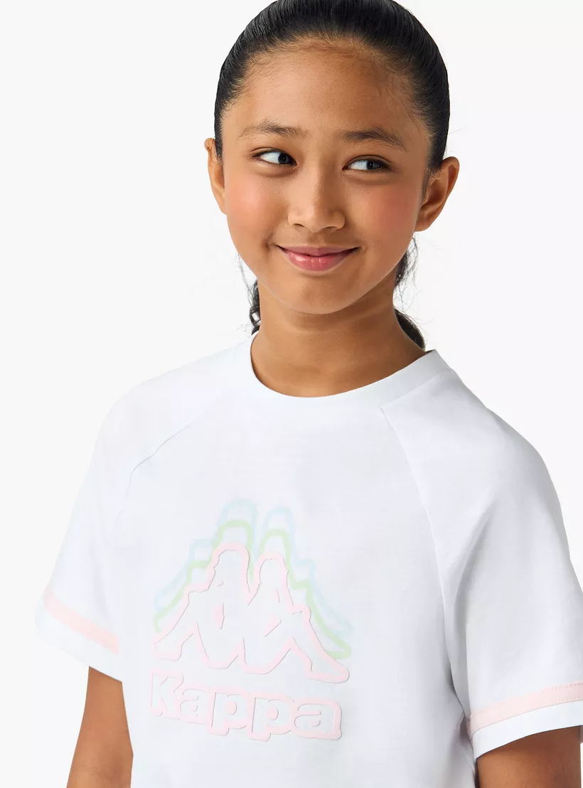 Kappa Logo Print Crew Neck T-shirt with Short Sleeves-4