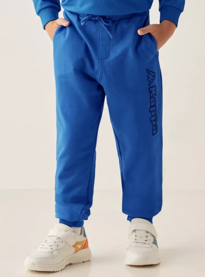 Kappa Logo Print Joggers with Drawstring Closure and Pockets-1