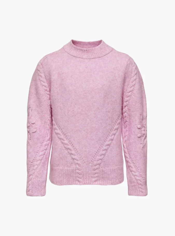 Kids Only Cable Knit Textured Sweater with Long Sleeves-1