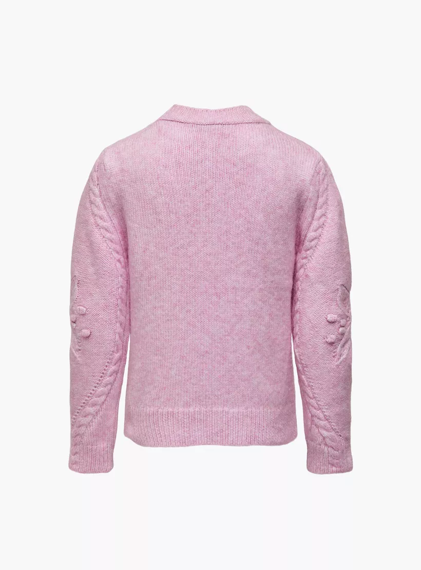 Kids Only Cable Knit Textured Sweater with Long Sleeves-2