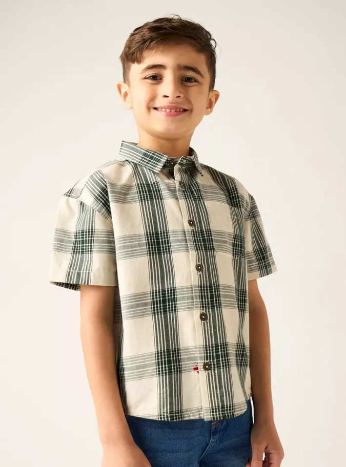 Lee Cooper Checked Shirt with Short Sleeves-1