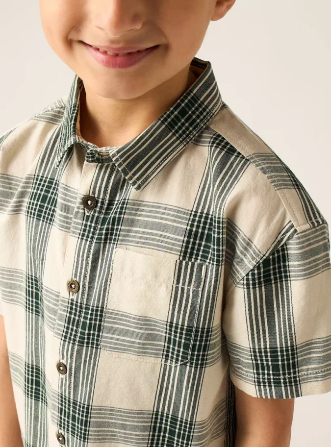 Lee Cooper Checked Shirt with Short Sleeves-3