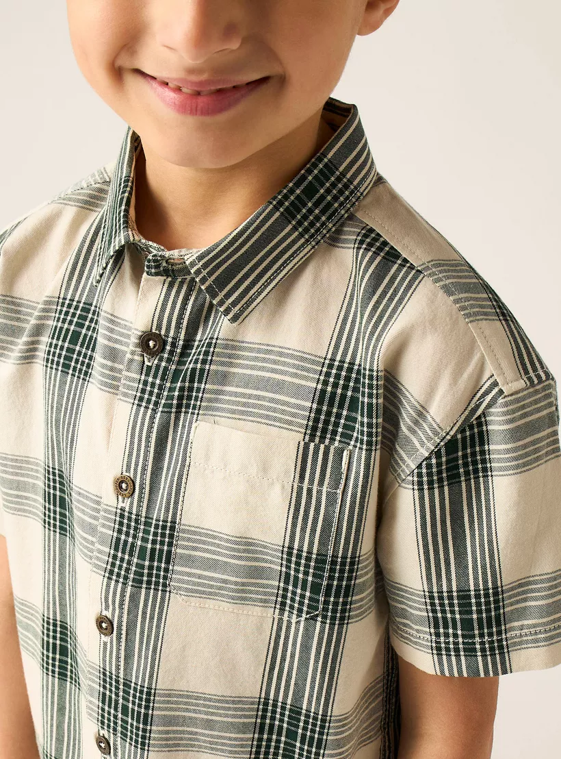 Lee Cooper Checked Shirt with Short Sleeves-3