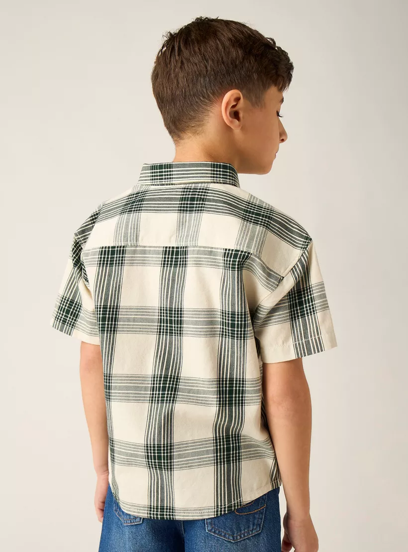 Lee Cooper Checked Shirt with Short Sleeves-4