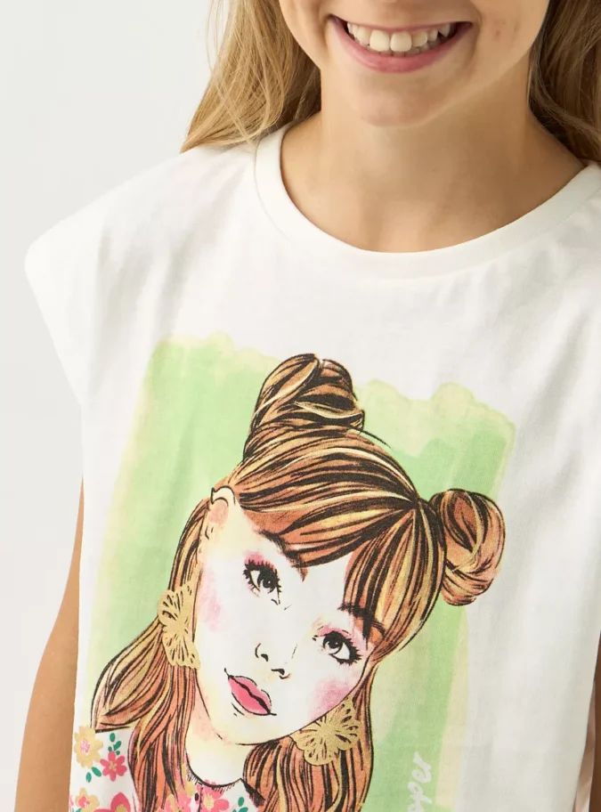 Lee Cooper Graphic Print T-shirt with Extended Sleeves-4