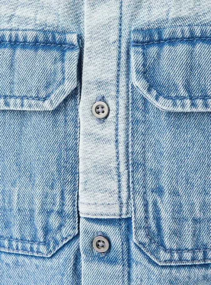 Lee Cooper Panelled Denim Shirt with Pockets-4