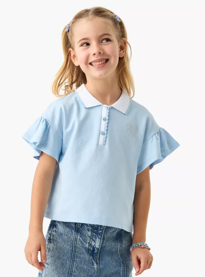 Lee Cooper Slogan Print Polo T-shirt with Drop Shoulder Sleeves-3