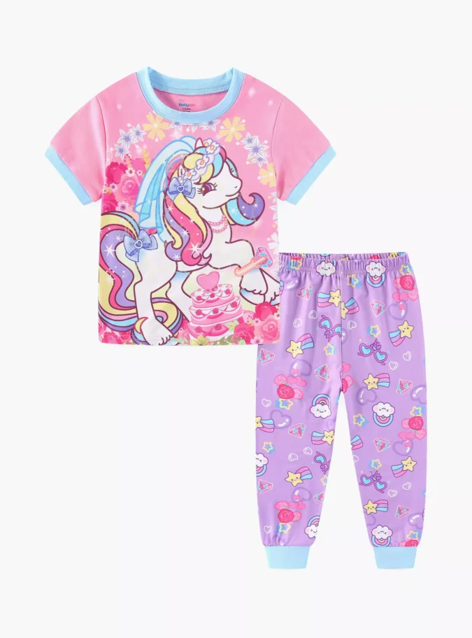 Magical Pony Cake Party Dreams Printed Glow-in-the-Dark T-Shirt with Joggers-3
