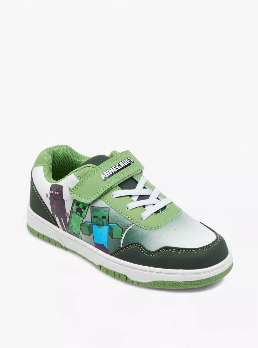 Minecraft Printed Sneakers with Hook and Loop Closure-2