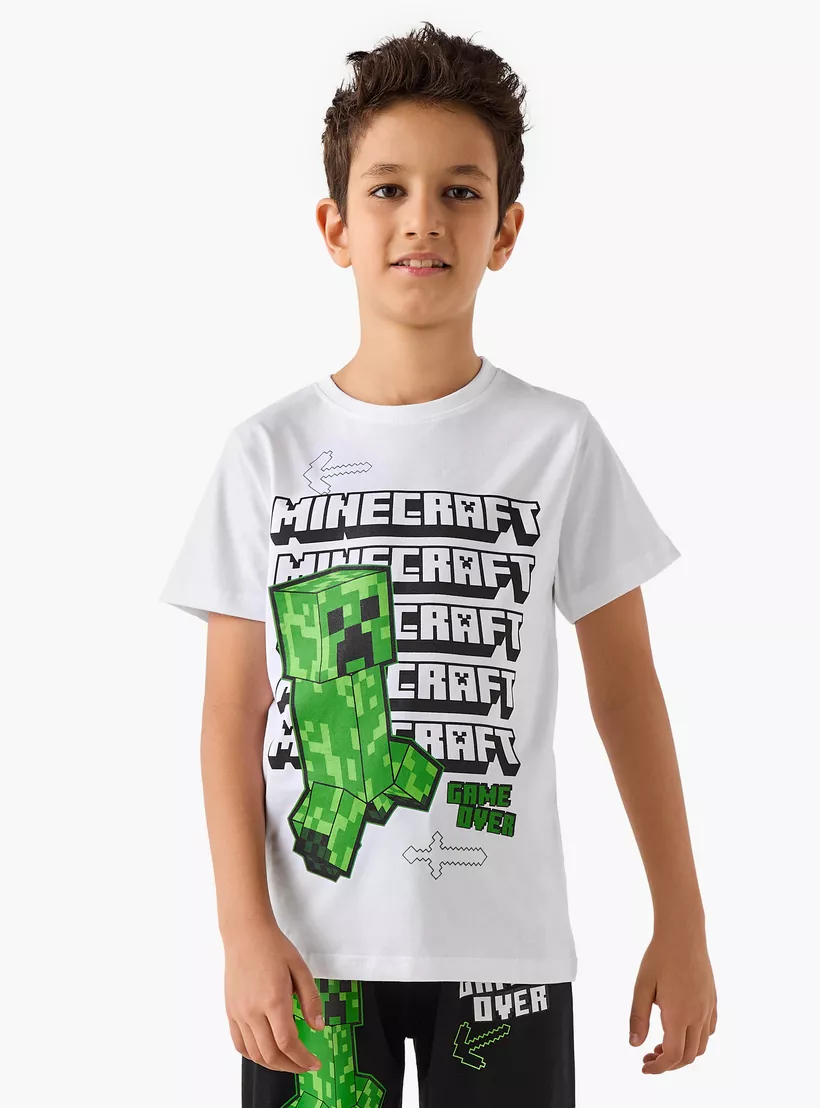 Minecraft Printed T-shirt and Pyjama Set-2