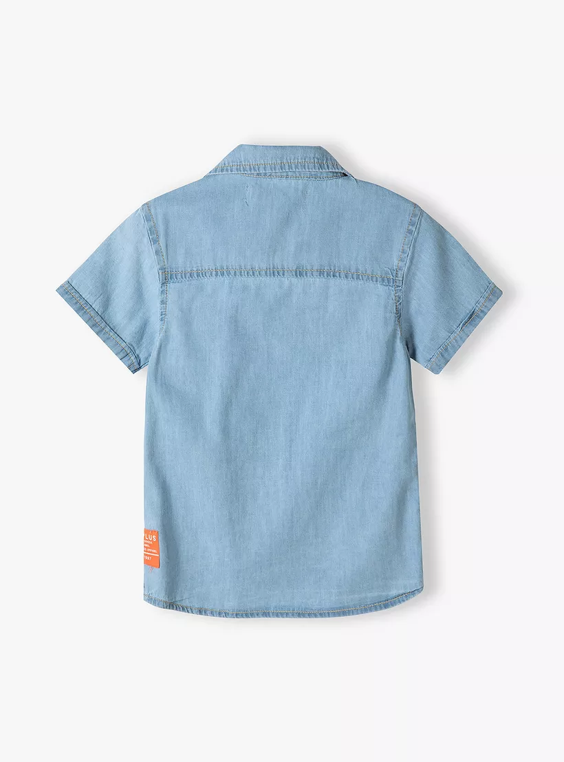 Minoti Solid Short Sleeves Denim Shirt-3