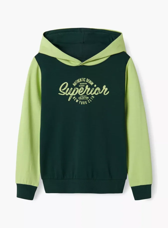 Name It Typographic Print Hoodie with Long Sleeves-