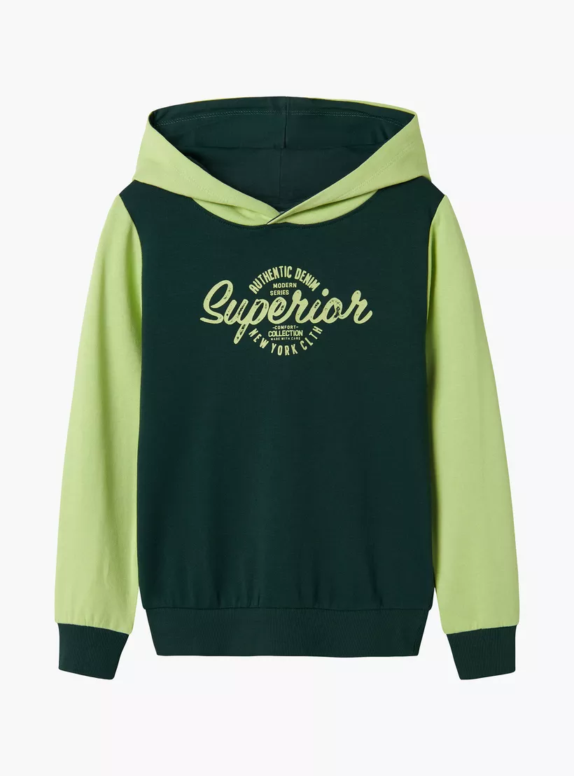 Name It Typographic Print Hoodie with Long Sleeves3