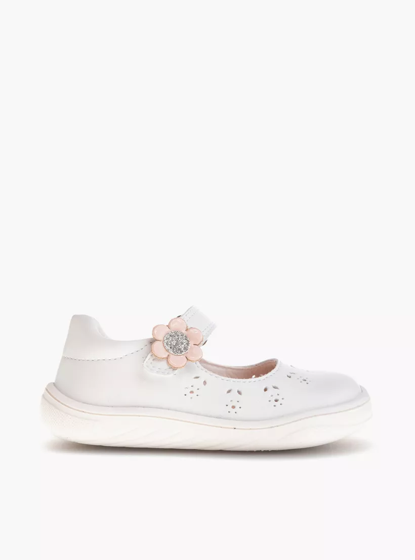 Pablosky Girls' Floral Applique Mary Jane Shoes with Hook and Loop Closure-2