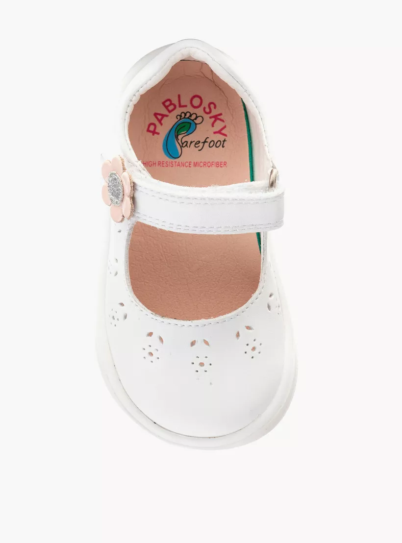 Pablosky Girls' Floral Applique Mary Jane Shoes with Hook and Loop Closure-4