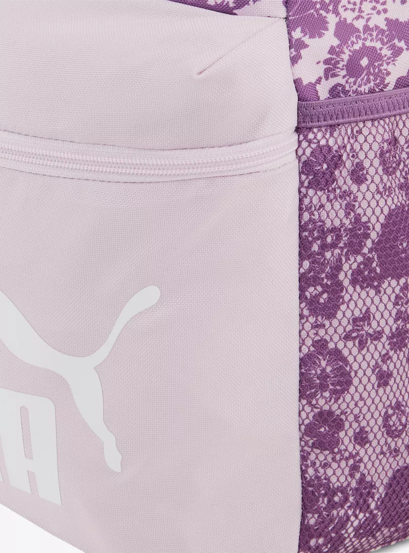 Puma Floral Print Backpack with Adjustable Straps and Zip Closure-3