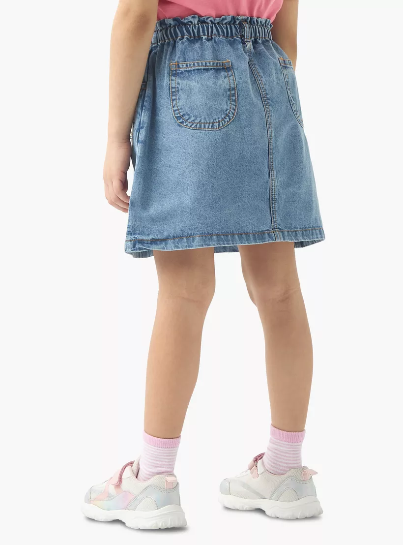 Sanrio Hello Kitty Print Denim Skirt with Elasticated Waist-3