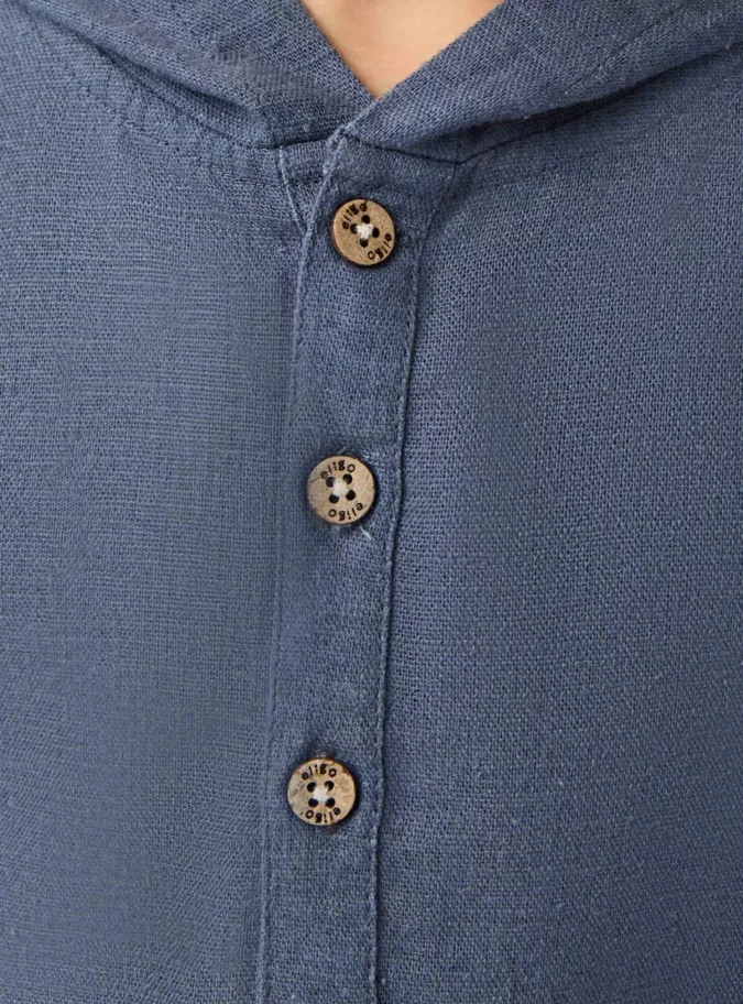 Solid Hooded Shirt with Pocket and Long Sleeves-4