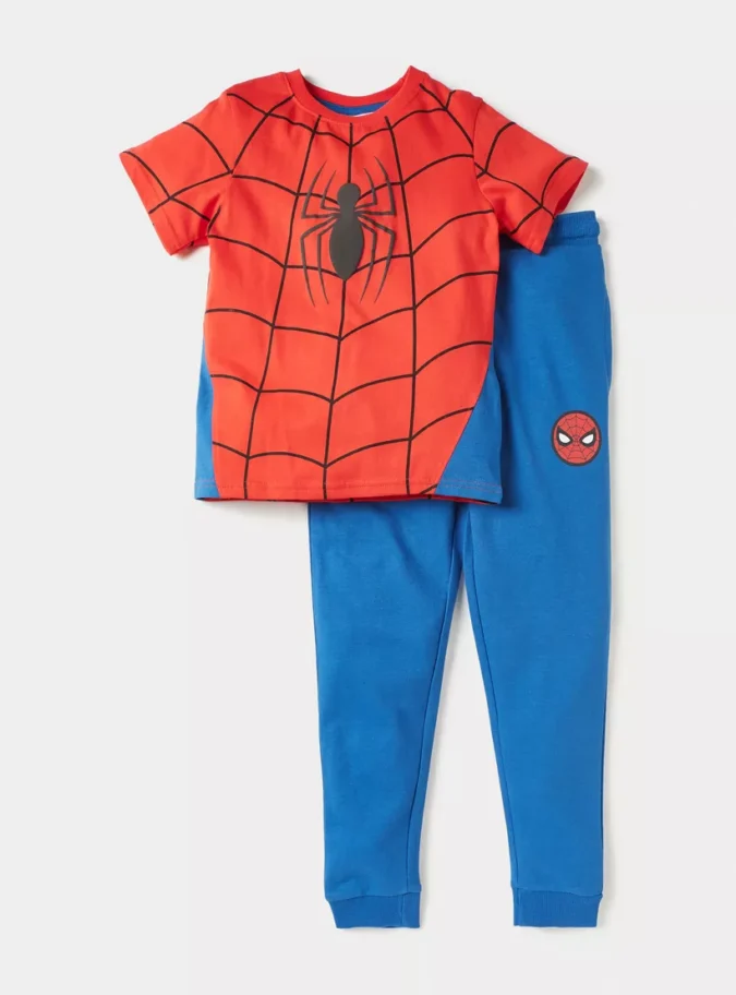 Spider-Man Print T-shirt and Pyjama Set-1