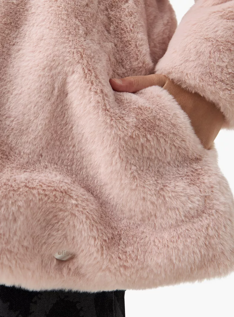 Textured Longline Jacket with Long Sleeves and Pockets-4