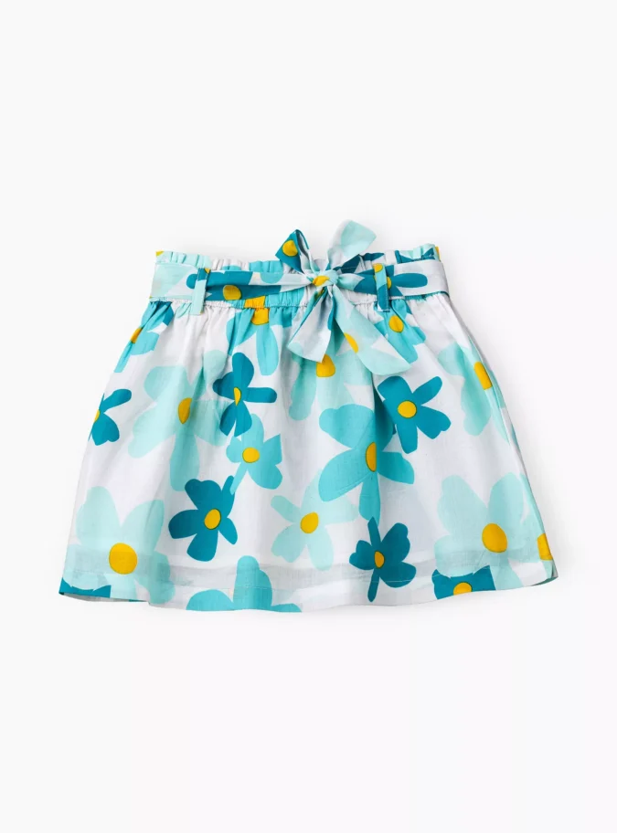 UniqKidz Floral Printed Elasticated Skirt with Belt-1