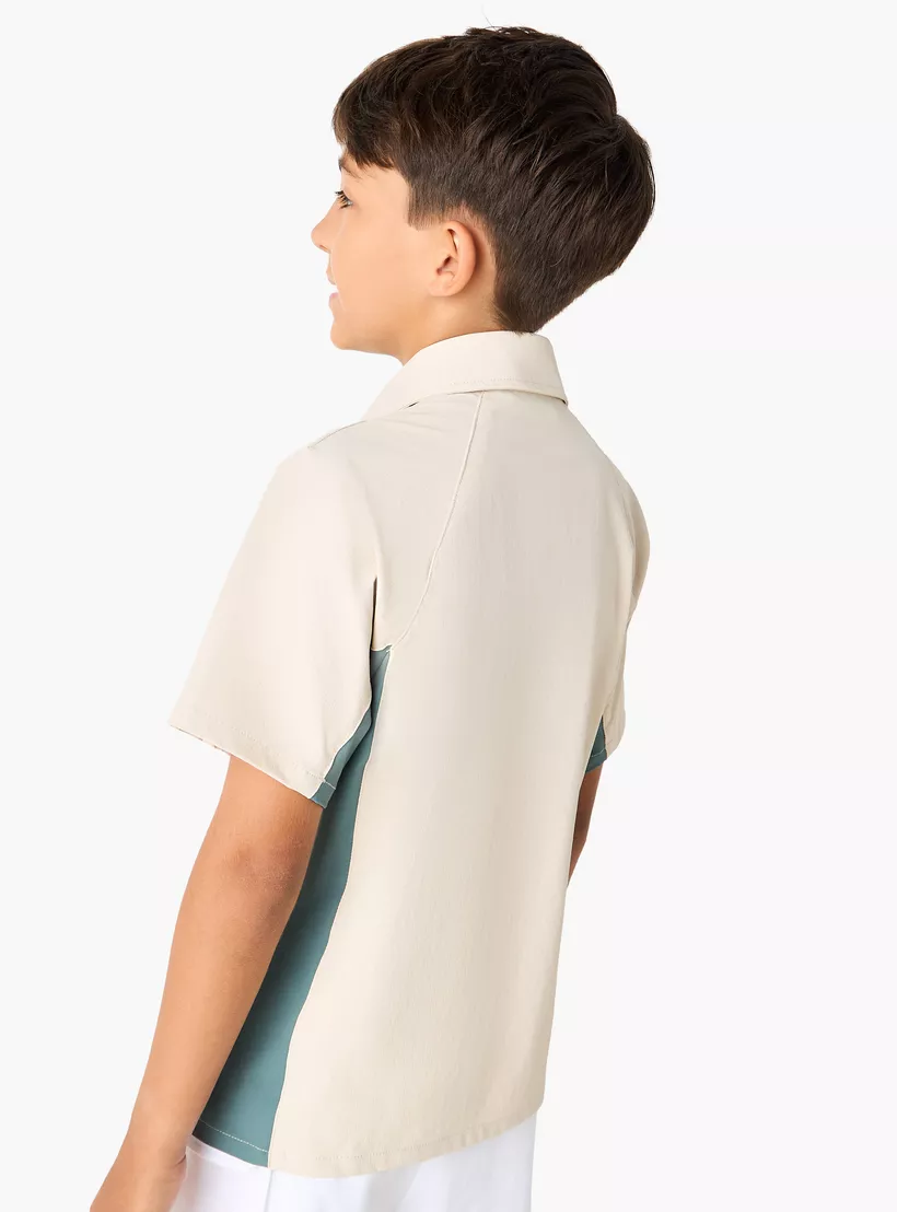 XYZ Colourblock Shirt with Button Closure and Front Pocket-3