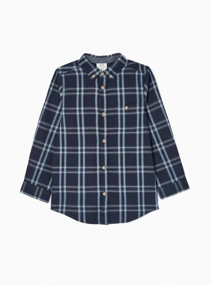 Zippy Checked Collar Neck Shirt-1