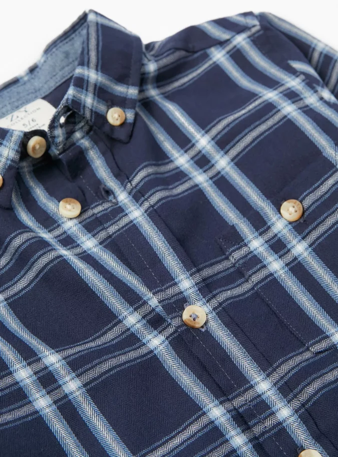 Zippy Checked Collar Neck Shirt-3