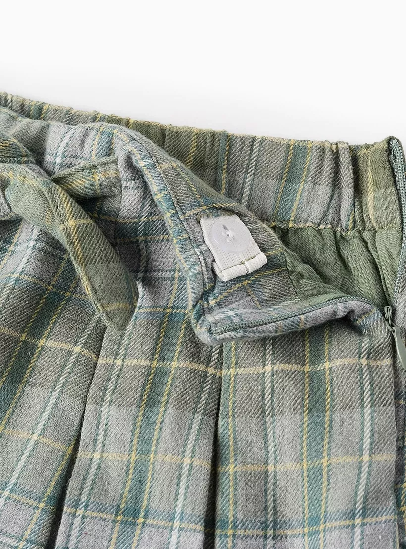 Zippy Checked Elasticated Skirt-2