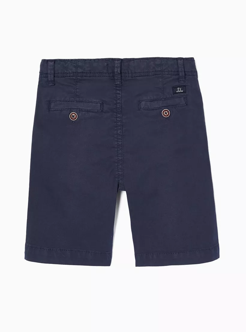 Zippy Solid Button Chino Shorts-2