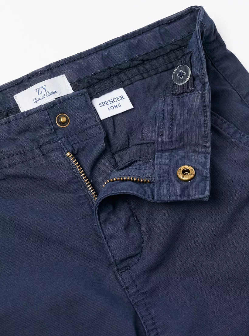 Zippy Solid Button Chino Shorts-3