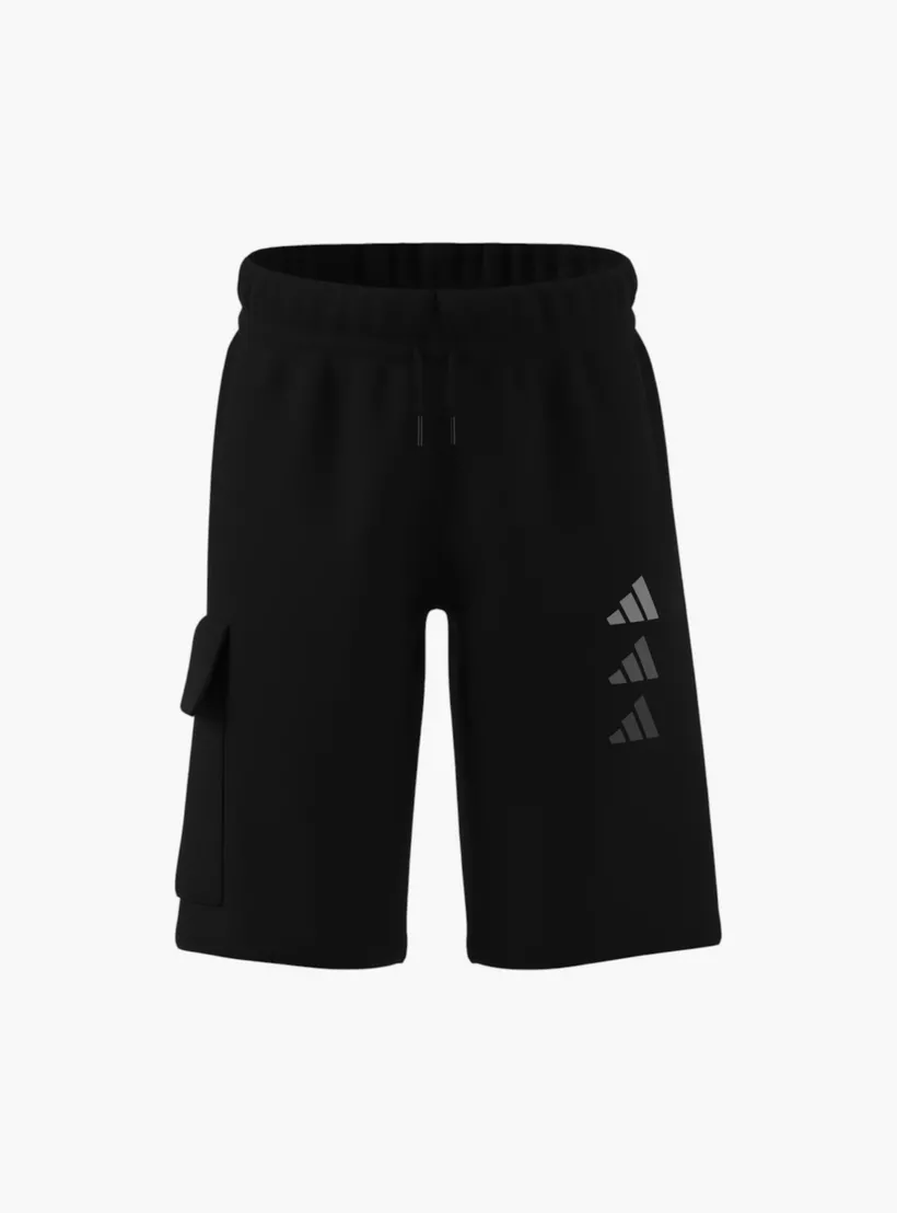 adidas Logo Print Shorts with Drawstring Closure and Pockets-2
