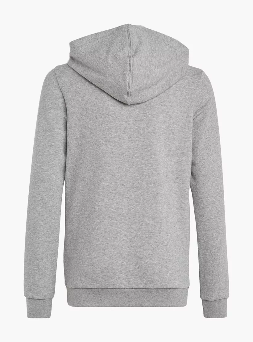 adidas Logo Print Sweatshirt with Kangaroo Pocket and Hood-2