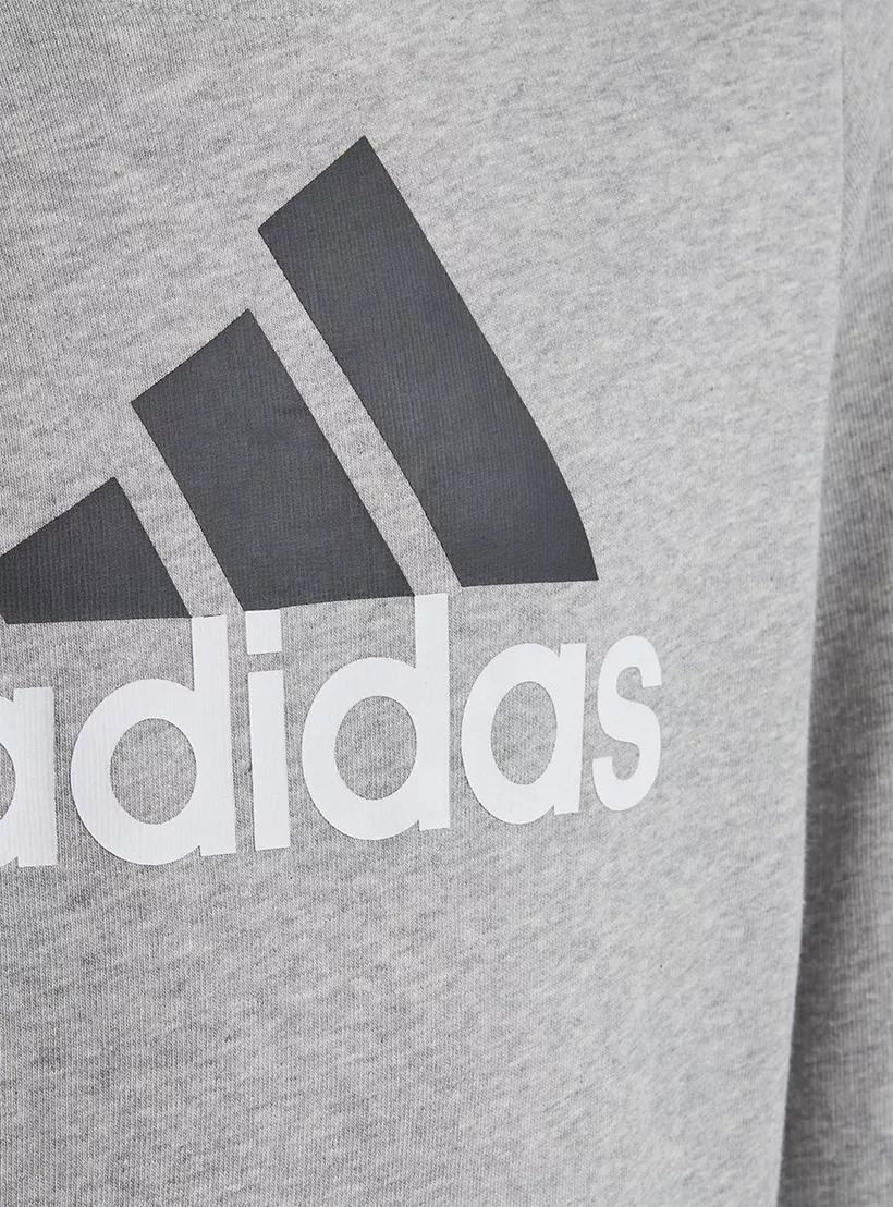 adidas Logo Print Sweatshirt with Kangaroo Pocket and Hood-3