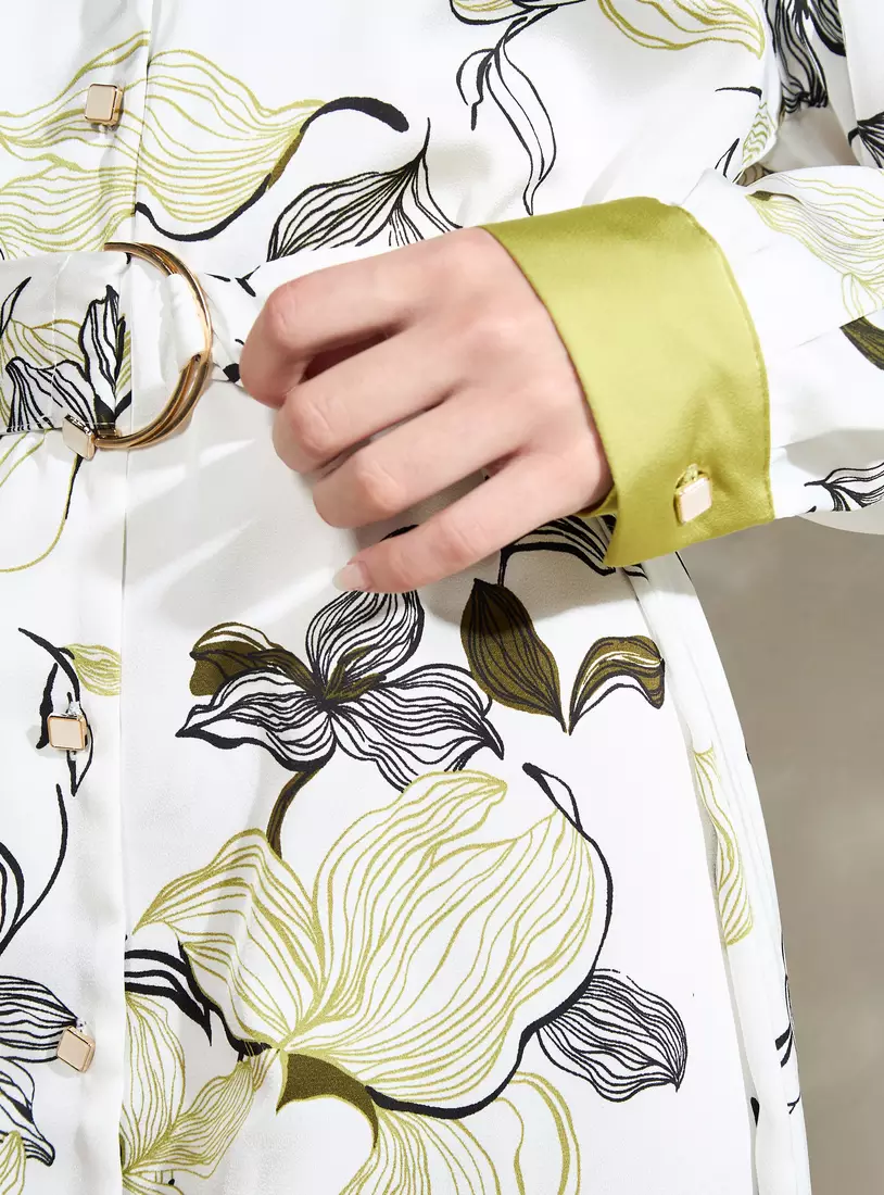 All-Over Floral Print Midi Shirt Dress-3