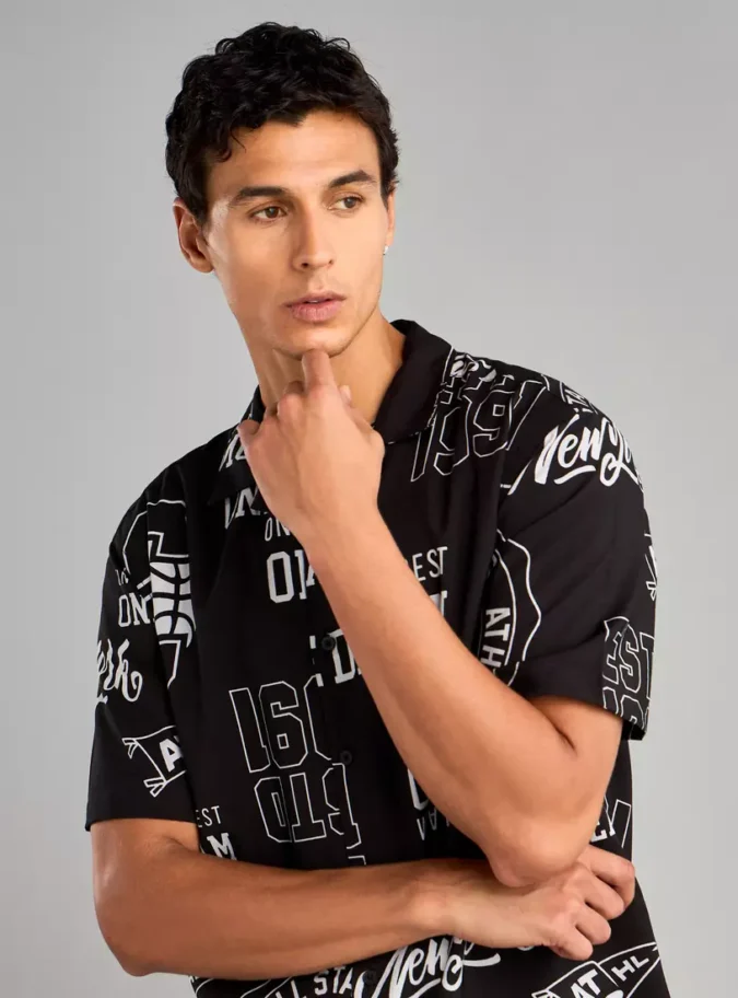 All-Over Print Camp Collar Shirt-3