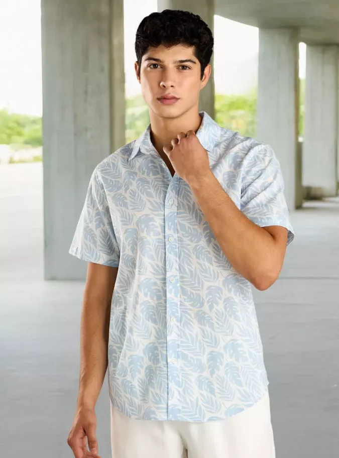 All-Over Print Slub Shirt-1